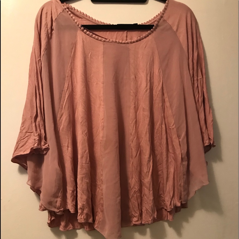 pink loose peasant top